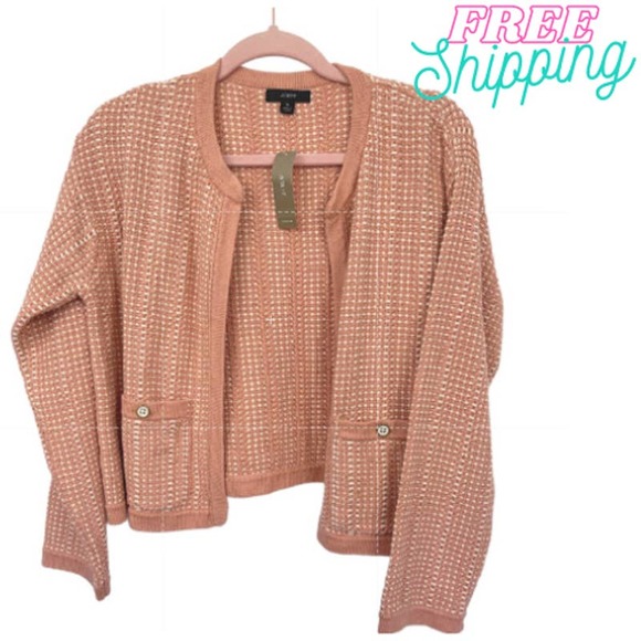 J. Crew Jackets & Blazers - NWT! J.Crew Open-Front Two-Tone Tweed Inspired Texture Cardigan Sweater Sm #4052